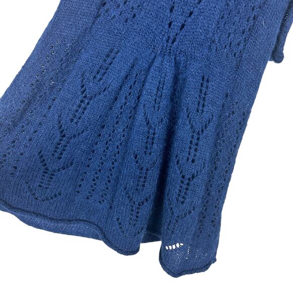 Forever 21 Y2K Navy Blue Mohair Blend Babydoll Sleeveless Sweater Dress M - Picture 3 of 6